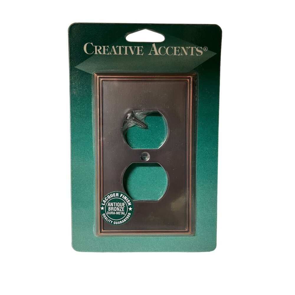 Creative Accents Duplex Outlet Wall Plate Antique Bronze Dura-Metal Lacquer Fini